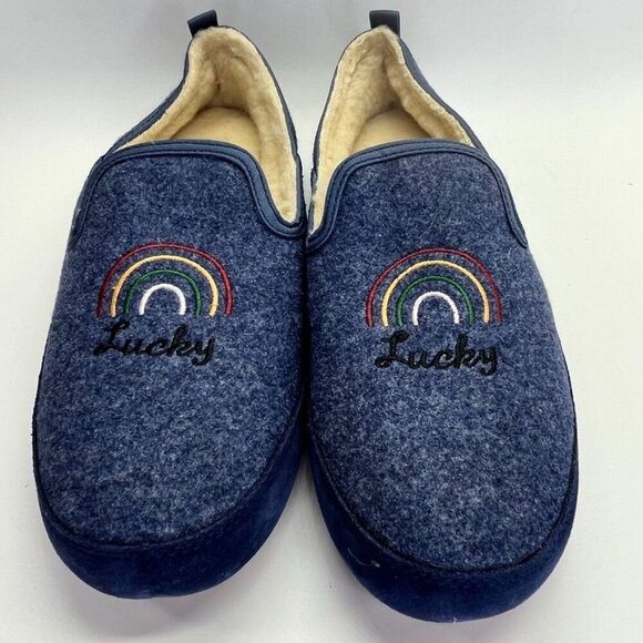 Lucky Brand Women's Kozey 2 Flat Slipper Size 11 Blue Rainbow Slip On Warm Comfy - Picture 1 of 14